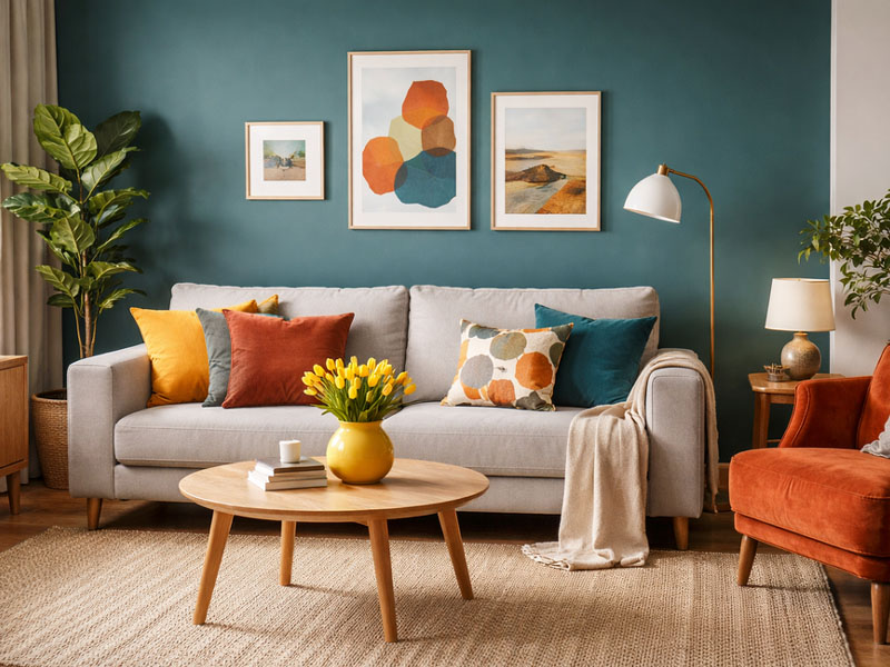 Akcent kolorystyczny w salonie