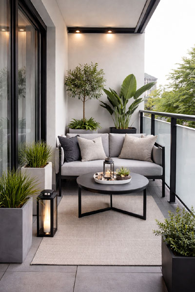 Balkon w bloku w stylu nowoczesnym