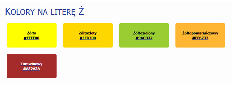 Kolory na Ż