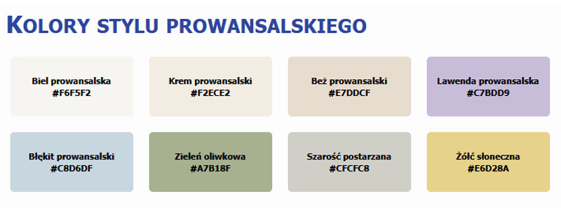 Kolory stylu prowansalskiego