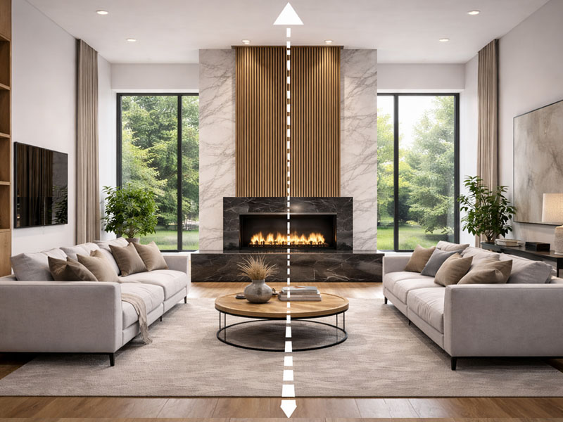 Kominek jako dominanta we wnętrzu