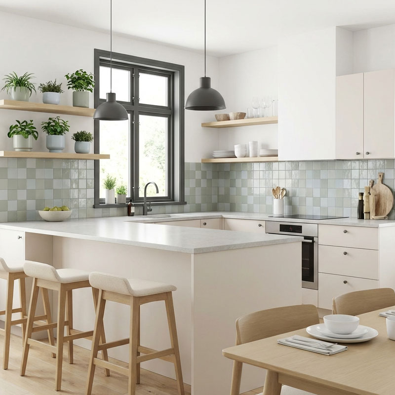 Kuchnia w stylu skandynawskim w jasnej kolorystyce