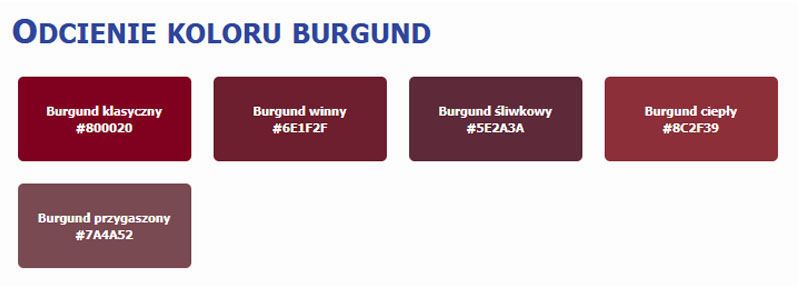 Odcienie koloru burgund