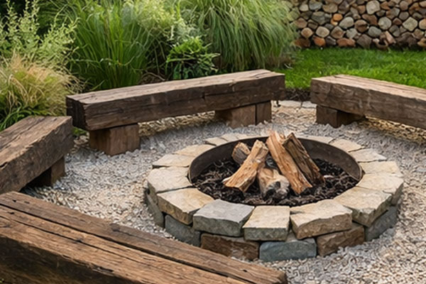 Podkłady kolejowe jako ławki w ogrodzie