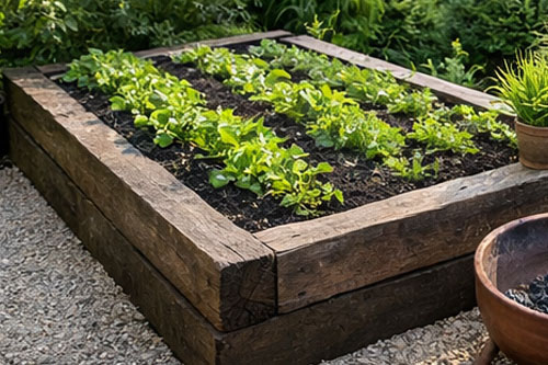 Podkłady kolejowe w ogrodzie