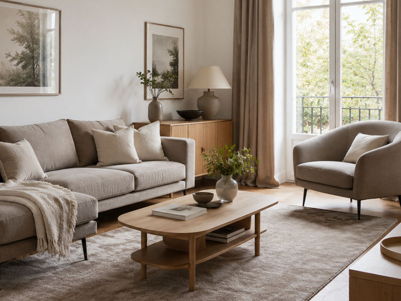 Salon w kolorze taupe