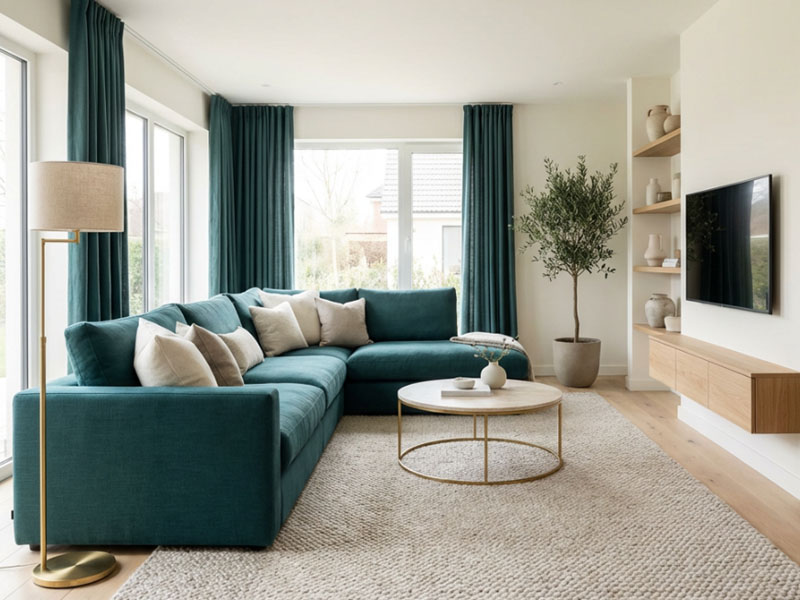 Salon w bloku w modnych kolorach 2026