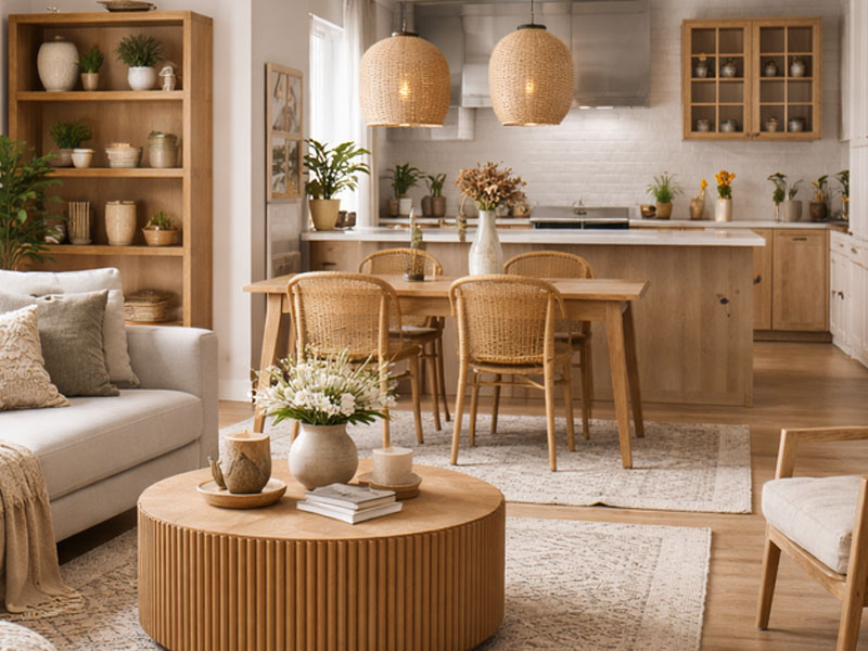 Strefa dzienna w mieszkaniu w stylu skandynawskim