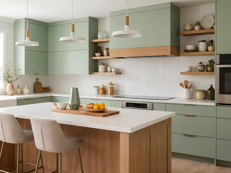 Kuchnia w kolorze szałwiowym