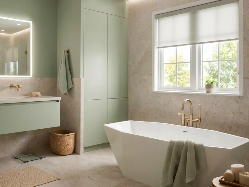 Łazienka w kolorze szałwiowym